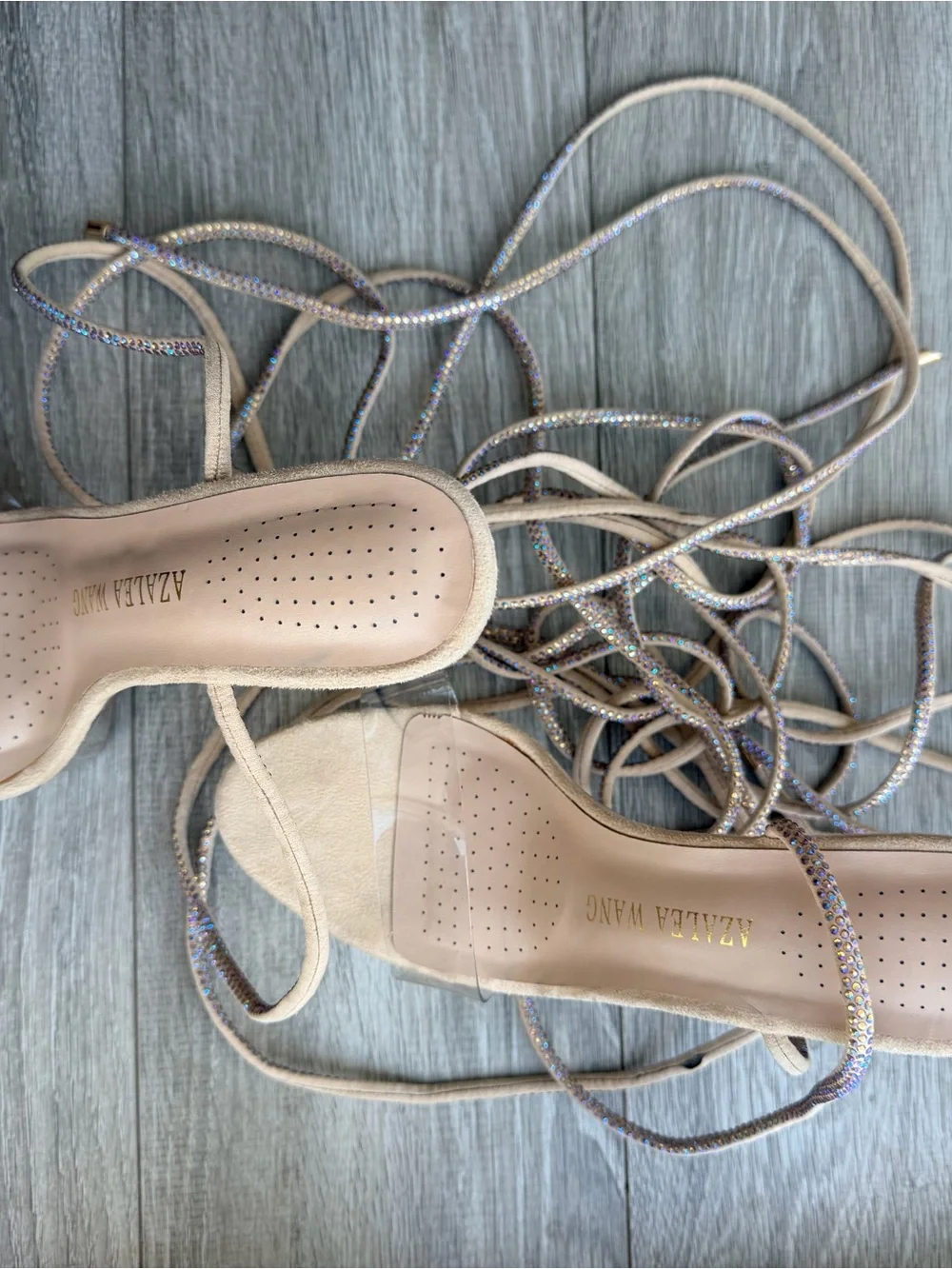 Clear Lace-Up Platform Heels in Nude NWOB
